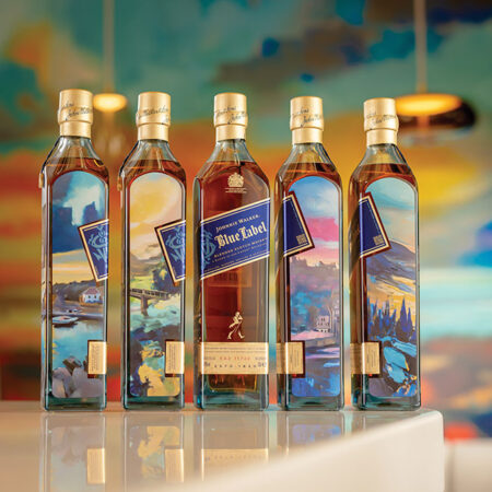 Project Halo was a consumer experience campaign spearheaded by alcohol manufacturer Diageo in partnership with Phantom, Amazon AWS, GMG, Roland DG, and Hybrid Software. Visitors to the Johnnie Walker Princes Street in Edinburgh, U.K., had the opportunity to co-design their own bottle of Johnnie Walker Blue Label with the help of generative AI. photo courtesy Hybrid Software